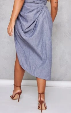 Blue Linen Look Ruched Side Midi Skirt -VelvetMuse Store 4ee959b8a3918d20d47ec168739d528ac32714f7 cnd1912 3