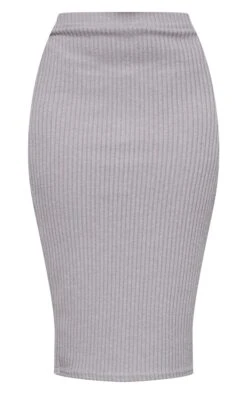 Grey Marl Brushed Rib Midi Skirt -VelvetMuse Store 50c35cd0198589a6773b9b23f45215f6118e0a4f cnc8551 5