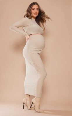 Maternity Moss Sand Soft Touch Midaxi Skirt