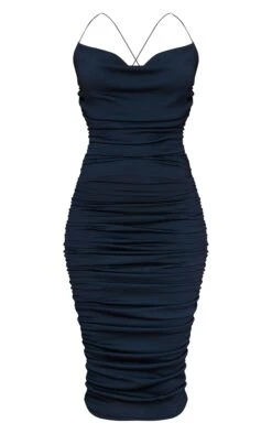 Navy Crinkle Texture Ruched Cowl Neck Midi Dress 9 Navy Crinkle Texture Ruched Cowl Neck Midi Dress -VelvetMuse Store 532135feb8b373551252c3bd571da28a6234d287 cmy2307 6