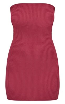 Dark Rose Rib Bandeau Mini Knitted Dress -VelvetMuse Store 557f89346d4b459582d71343d612778ad5ef8663 cnd2072 5