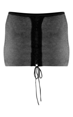 Black Two Tone Knit Lace Up Mini Skirt -VelvetMuse Store 559d6e8337e1edb83bba57322dbfef3856fda2a4 cnc3303 6