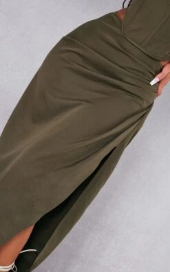 Khaki Woven Ruched Skirt Midi Skirt -VelvetMuse Store 55cc34302c707143c93121e5d3c22b33e2c69dd0 cnc8398 4