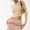 Camel Parachute Toggle Waist Micro Mini Skirt