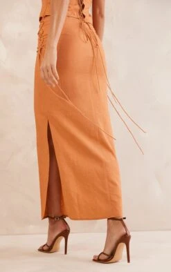 Clay Linen Look Lace Up Midi Skirt -VelvetMuse Store 5d4c93ddf5c12a0caa65036a3202a52f6f4eae6b cnd4692 3