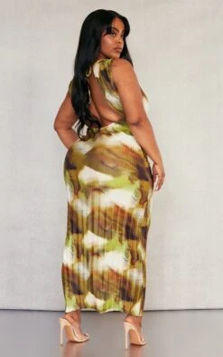 Plus Green Tie Dye Plisse Tie Back Midi Dress -VelvetMuse Store 5d81e692cc9fc71b93bbce1dbd2ab91e9e2f0a3c cnd9049 1