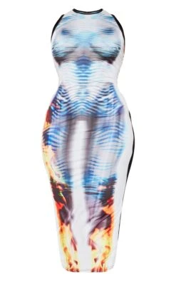 Plus Multi Body Print Slinky Midi Dress -VelvetMuse Store 5de1d970cba4e6d691648512b642a96757f69cc7 cna5229 5