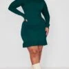 Plus Emerald Green Rib Frill Hem Bodycon Dress