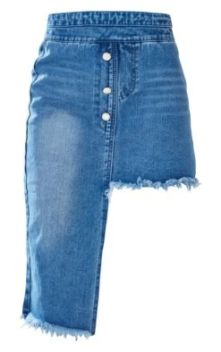 Indigo Blue Wash Raw Hem Asymmetric Denim Midi Skirt -VelvetMuse Store 61609944652cc0e1f88cc562022cc279938c8f89 cnc5711 5