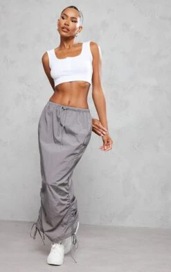 Charcoal Grey Parachute Tie Waist Midaxi Skirt -VelvetMuse Store 626198b2d94960a58102ea2b9f099c45fb879f46 cnc8626 4