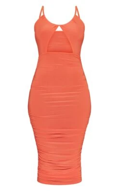 Orange Strappy Keyhole Ruched Slinky Midaxi Dress -VelvetMuse Store 6390d0170f34dc53c7ddc72fca203cceef10bee7 cmw4944 5