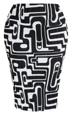 Plus Black Print Plisse Midi Skirt -VelvetMuse Store 643e90cf4f1d7c5a211d27b7ff08881ed532f247 cne6410 5