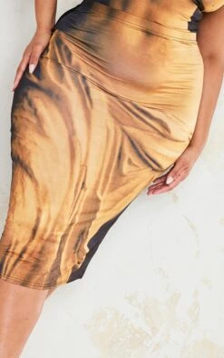 Plus Brown Statue Body Print Midi Skirt -VelvetMuse Store 654dece373a44a9566a8c29e07470e1304d180fa cne0666 4
