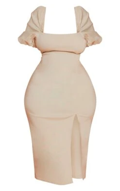 Plus Stone Stretch Woven Puff Sleeve Midi Dress -VelvetMuse Store 67b4f2fabf8ed3a6aff01ceef2d72dff51af68c8 cmy8530 6