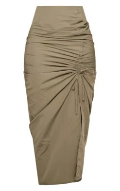 Shape Khaki Parachute Ruched Split Front Midaxi Skirt -VelvetMuse Store 680ef73b6f8d2d03cd318daba33d47431d29e452 cnd2702 5