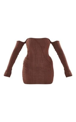 Shape Chocolate Brown Cable Knit Bardot Cut Out Bodycon Dress 9 Shape Chocolate Brown Cable Knit Bardot Cut Out Bodycon Dress -VelvetMuse Store 686f762539f0bd50760e96c93d03b2a2e3b4d288 cnb8750 5