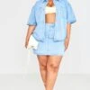 Plus Light Blue Wash Denim Mini Skirt