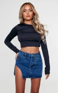 Petite Vintage Wash Micro Mini Cut Out Denim Skirt -VelvetMuse Store 6cdd8de0b90a4de740b3d6b6f1119fa3ecb97cdf cnd0161 4