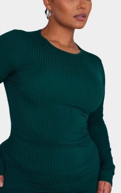 Plus Emerald Green Rib Frill Hem Bodycon Dress -VelvetMuse Store 6fa6bf61b96a67baf08d19a078e5594ff7805326 cnc5169 4