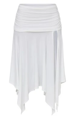 White Soft Touch Ruched Asymetric Midi Skirt 9 White Soft Touch Ruched Asymetric Midi Skirt -VelvetMuse Store 73c416467195024518d727364ad539fdfcd5655e cnd3694 5
