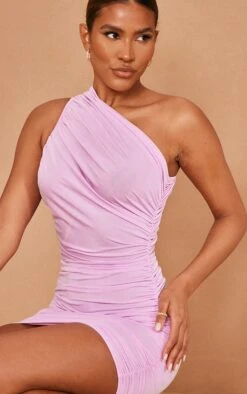 Lilac Slinky Ruched One Shoulder Bodycon Dress -VelvetMuse Store 7838e901fa06301f3278941aa6d0298bfe04b775 cmy2314 5