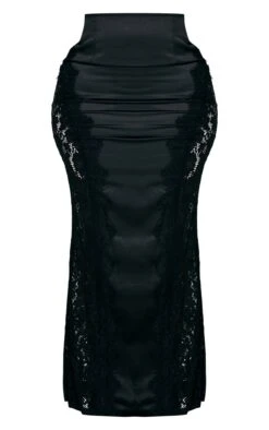 Plus Black Satin Lace Detail Midi Skirt -VelvetMuse Store 7a0e782d3a309ebe15e5dbc63520f02e763be967 cnc5122 5