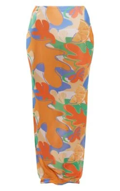 Orange Palm Tree Print Mesh Low Rise Midaxi Skirt -VelvetMuse Store 7dd00ff6e5dbb4efcf3de0c8c440b2a08256988d cne2666 5