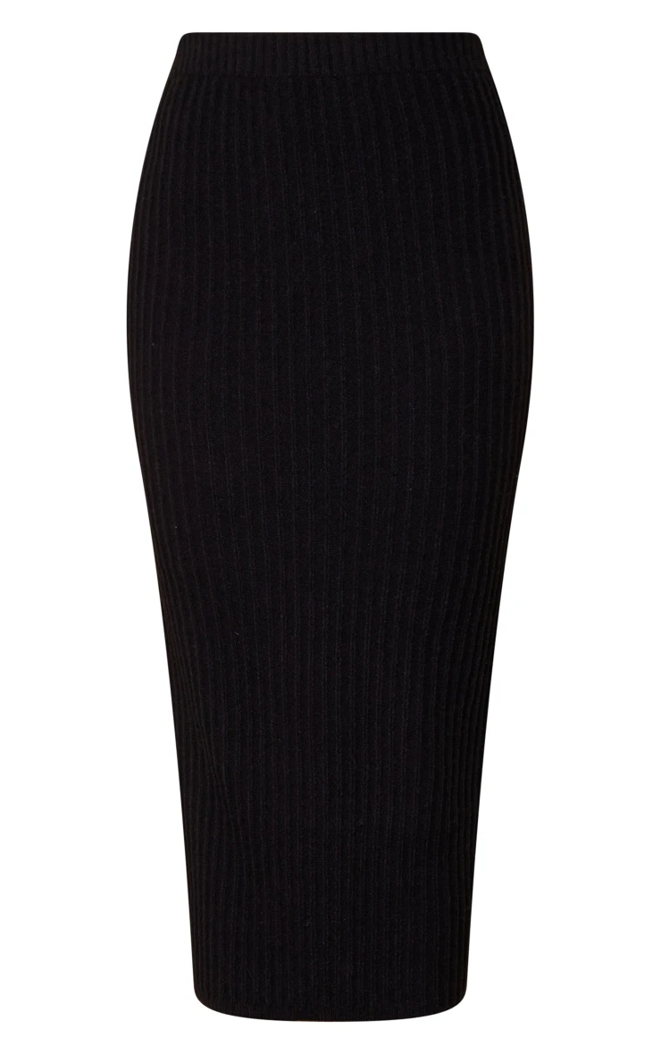 Tall Black Knitted Bodycon Midi Skirt 5 Tall Black Knitted Bodycon Midi Skirt - Image 5