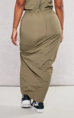 Shape Khaki Parachute Ruched Split Front Midaxi Skirt -VelvetMuse Store 81e8688759cde41b1242090002f5b9bfe497705e cnd2702 3