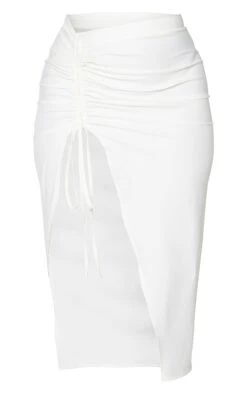 Cream Woven Ruched Detail Midi Skirt -VelvetMuse Store 82af35f48e484cbd3631294cd988c0785a6e2f0c cmn0373 5