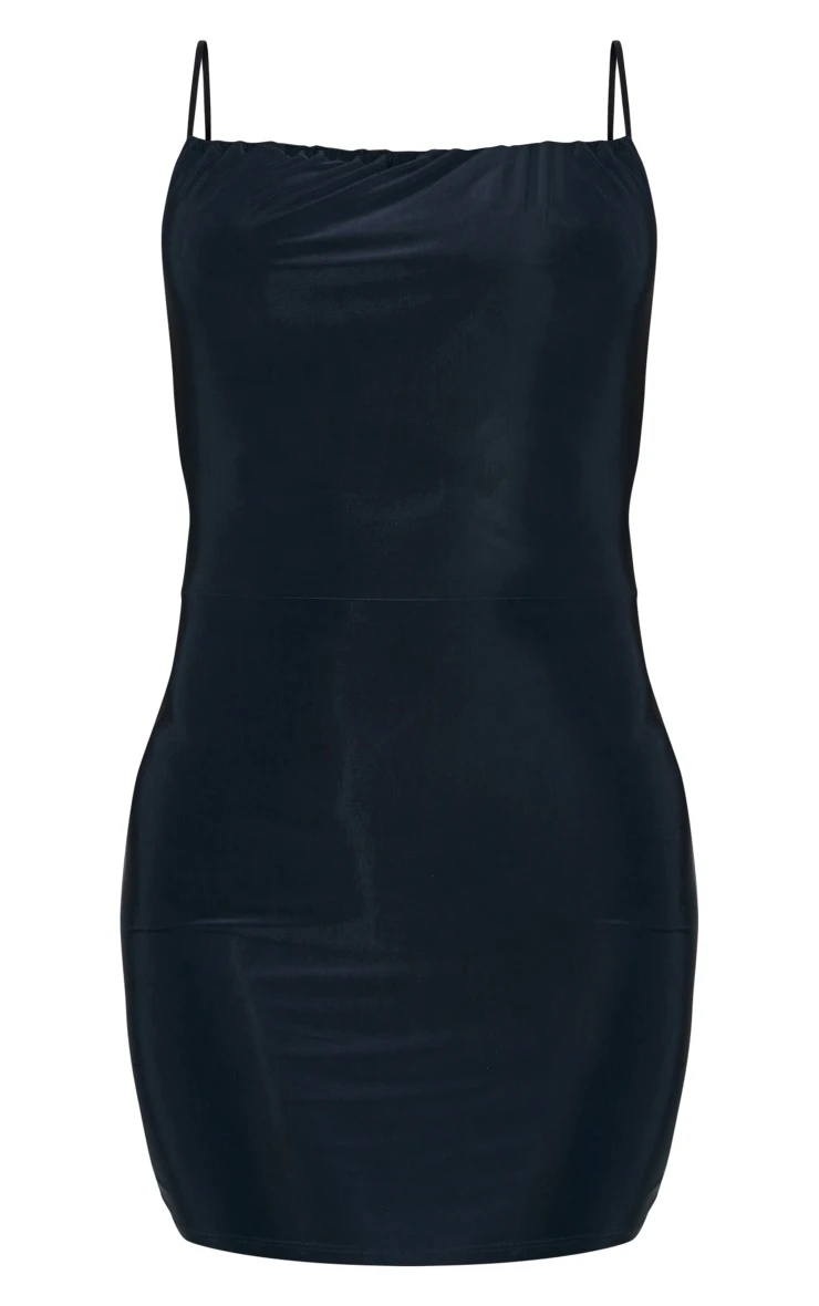 Black Slinky Ruched Strap Detail Bodycon Dress 5 Black Slinky Ruched Strap Detail Bodycon Dress - Image 5