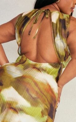 Plus Green Tie Dye Plisse Tie Back Midi Dress -VelvetMuse Store 8725e256cbb0bef3fd3d3e008dc3df731a7f8dc7 cnd9049 4