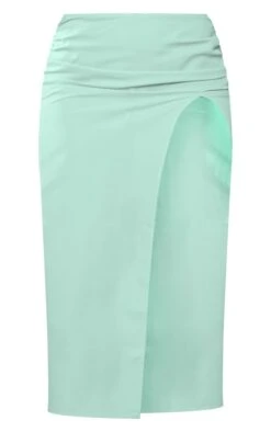 Sea Green Woven Low Rise Ruched Side Midi Skirt 9 Sea Green Woven Low Rise Ruched Side Midi Skirt -VelvetMuse Store 8baea42f7e65689a938f5a0e88a10574264e9d08 cnd3925 5