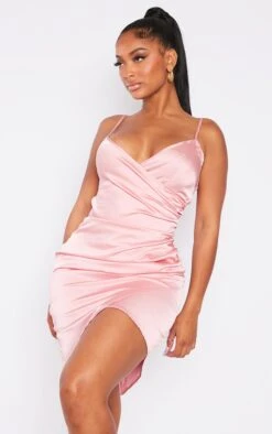 Shape Dusty Pink Satin Wrap Dress