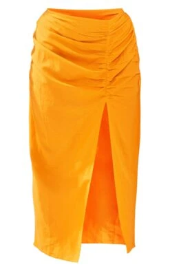 Plus Orange Linen Look Ruched Side Split Midi Skirt -VelvetMuse Store 8eb331399e963668e3dd9bdaccb7c3771b36a466 cnd6501 5