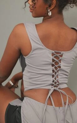 Charcoal Cargo Contrast Panel Lace Up Corset Top 8 Charcoal Cargo Contrast Panel Lace Up Corset Top -VelvetMuse Store 8eccc589c07cb835b13a2641f7ef7cf902d72ff7 cnc6715 4