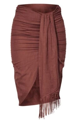 Petite Chocolate Linen Look Tassel Skirt -VelvetMuse Store 9094107b22c235fe299803dce0b8ff3119a8c25c cnd3116 6