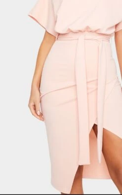 Nude Wrap Front Kimono Sleeve Midi Dress -VelvetMuse Store 9253abad68a303974a1224daa7957c8f09b511c2 CML1653 4