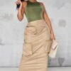 Shape Deep Stone Pocket Detail Cargo Midaxi Skirt
