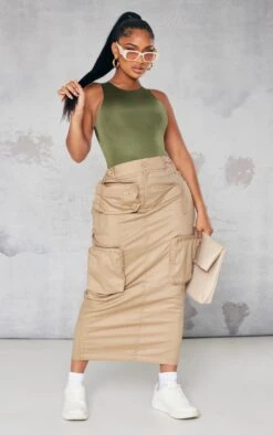 Shape Deep Stone Pocket Detail Cargo Midaxi Skirt