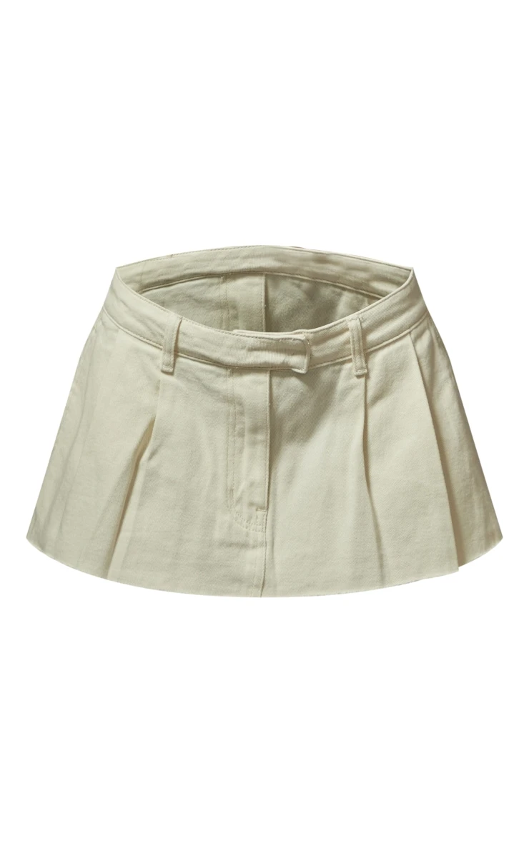 Ecru Low Rise Micro Mini Tennis Denim Skirt 6 Ecru Low Rise Micro Mini Tennis Denim Skirt - Image 6
