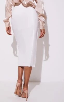 White Woven Ruched Detail Midi Skirt -VelvetMuse Store 97b301994bb142dd063e601e4f814ff28031393b cmh3903 3