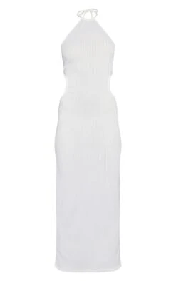 White Textured Rib Halterneck Cut Out Midaxi Dress -VelvetMuse Store 9aa57fe98a3ca9bd3614940f061daab6ef98c3ea cne2872 5