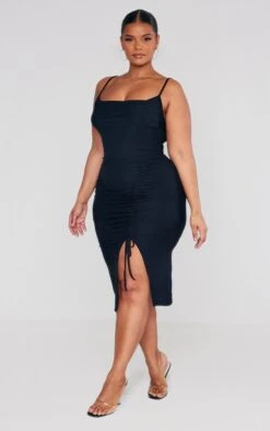 Plus Black Soft Touch Jersey Cowl Neck Ruched Midi Dress -VelvetMuse Store a14fda82426e565e679ba03492befa0f7ac6b6cd cnc5130 3