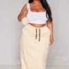 Plus Beige Twill Cargo Midaxi Skirt