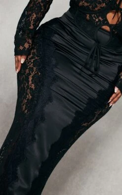 Plus Black Satin Lace Detail Midi Skirt -VelvetMuse Store a1e6476fa0e59e6473cb46a1982c0105aafe125e cnc5122 4