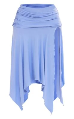 Baby Blue Soft Touch Ruched Asymetric Midi Skirt -VelvetMuse Store a603157a58bcfc3049eba5a7bd4f1bd570ea278a cne3828 5