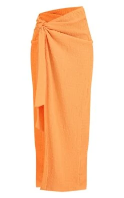 Hot Orange Textured Jersey Wrap Knot Side Midaxi Skirt -VelvetMuse Store a6aa7b98506ee3d6ed51750cbbbad7e10e63e05a cnd9963 5