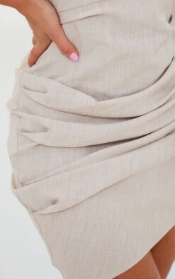 Stone Linen Look Fold Over Ruched Bodycon Dress -VelvetMuse Store a7618f88d38301bbea7ddb768512b6c4d0fda9dd cnd2223 4