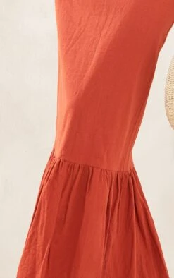 Rust Linen Look High Waist Split Hem Midi Skirt -VelvetMuse Store ae67d791eef6865309002977f8b1de2b12b2db75 cnd7039 4